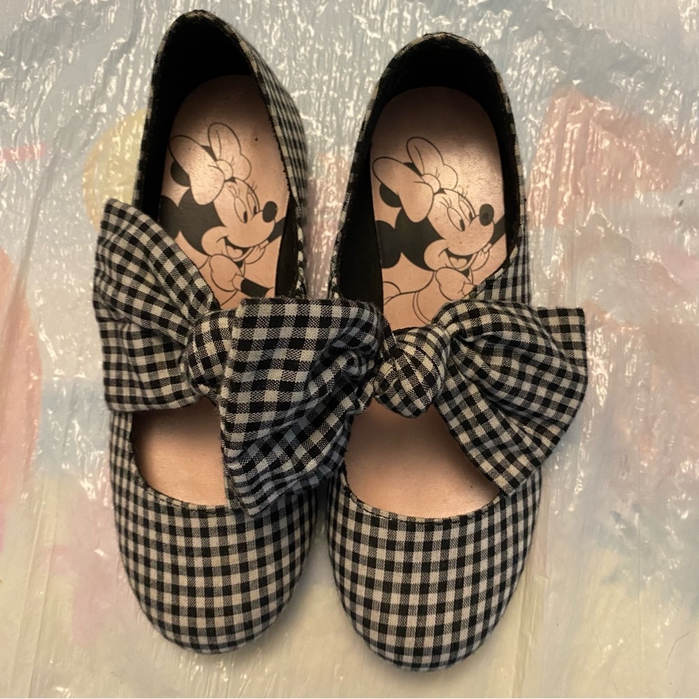 Minnie Mouse flats Bows black white checkered. SZ 13.5 Gently worn. - Picture 12 of 15